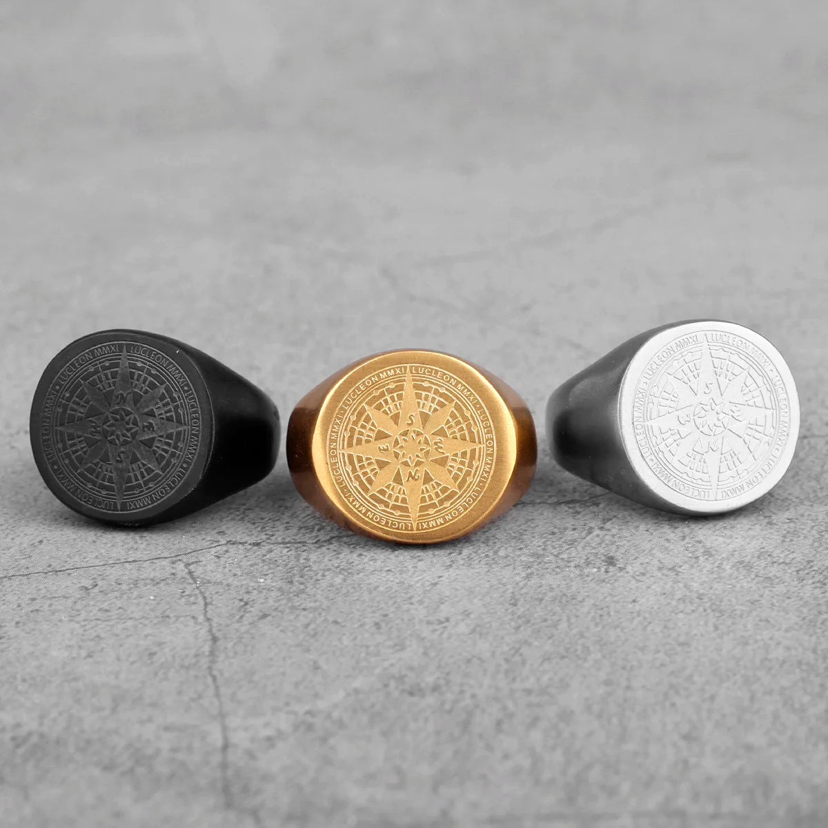 PENDRA Compass World Map Steel Ring