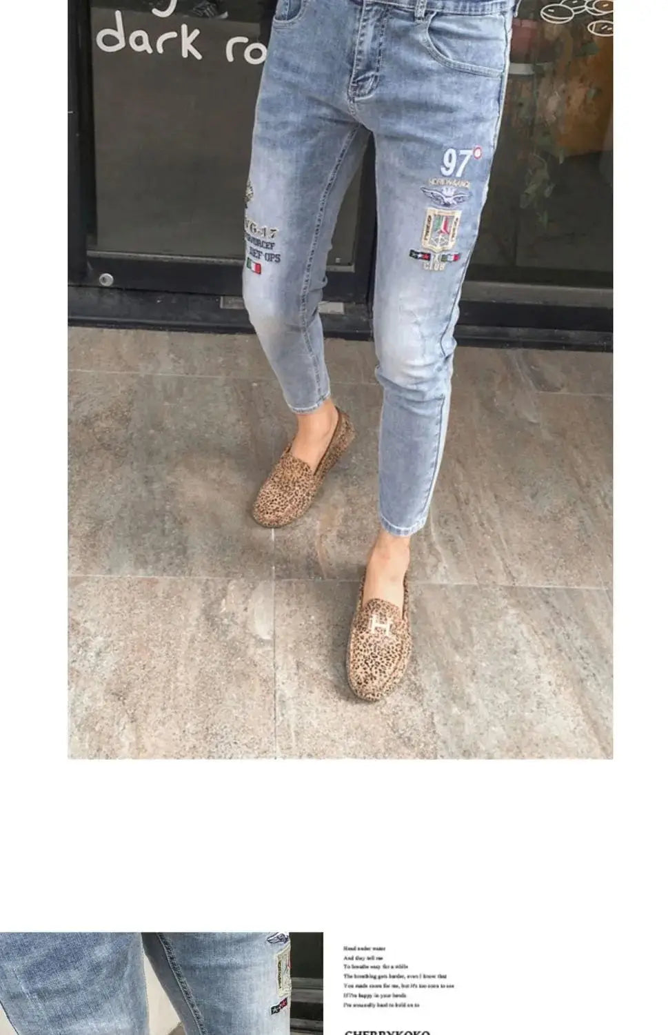 High Quality Stylish Low Rise Men's Designer Clothes New Blue Embroidered Jeans for Men Slim Kpop Style Students Cowboy Pants