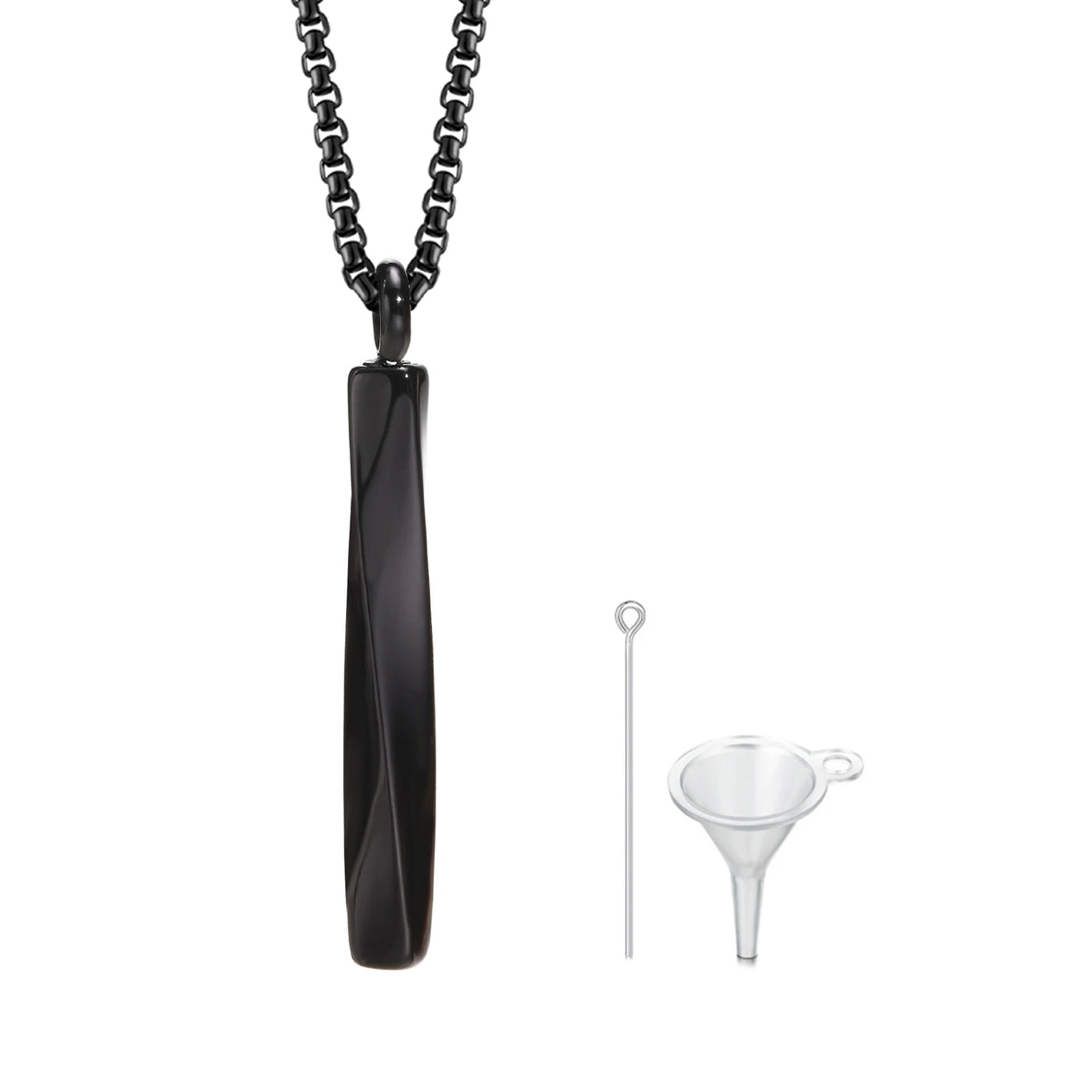 Ashes Urn Necklaces for Men,Waterproof Stainless Steel Mobius Vertical Bar Pendant Collar with Funnel,Memorial Keepsake Gift