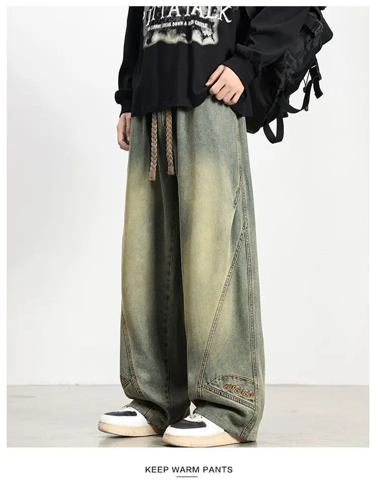PENDRA Embroidery Washed Straight Pants