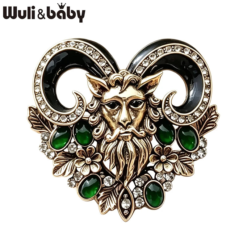 PENDRA Zodiac Heritage Rhinestone Goat Brooch