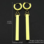 Long Square Stick Ear Clip Stud Earrings Pendant Punk Cool Men Women Fashion HipHop Drop Party Korean Earring Jewelry Pendientes