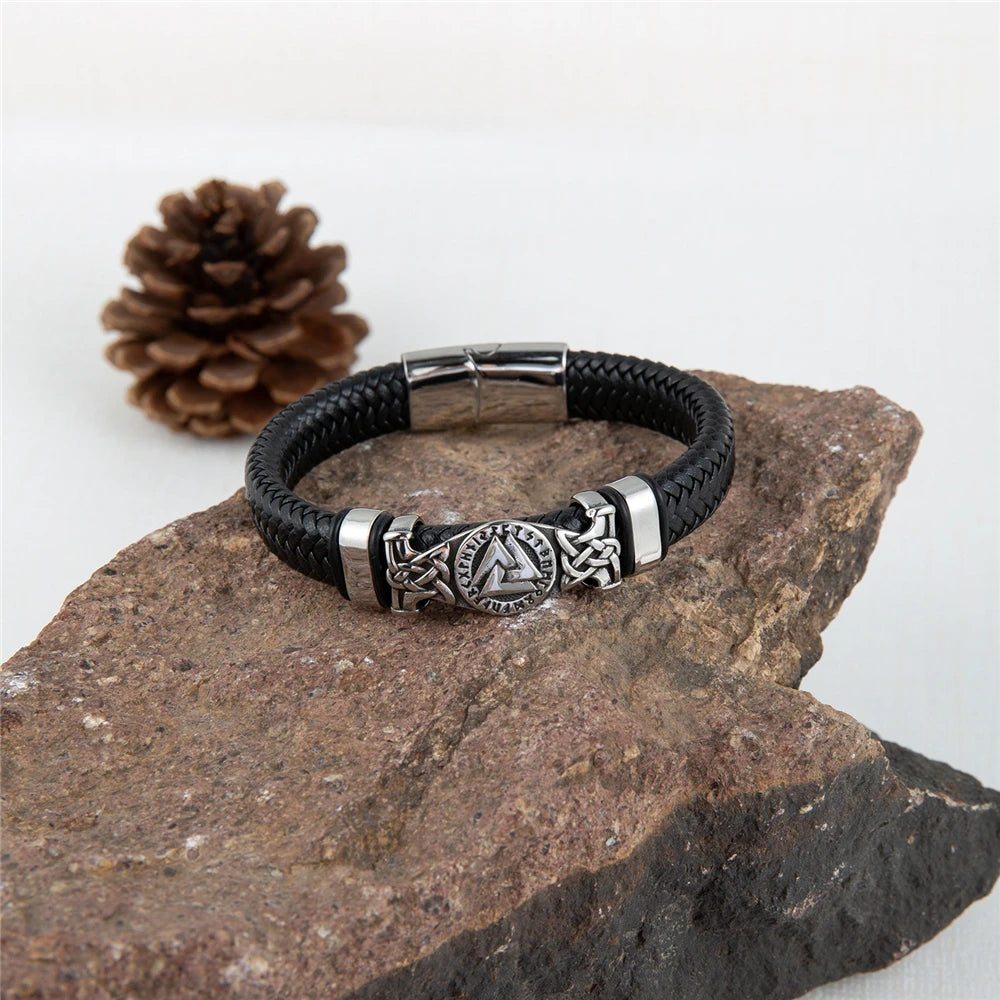 PENDRA Celtic Knot Rune Leather Bracelet