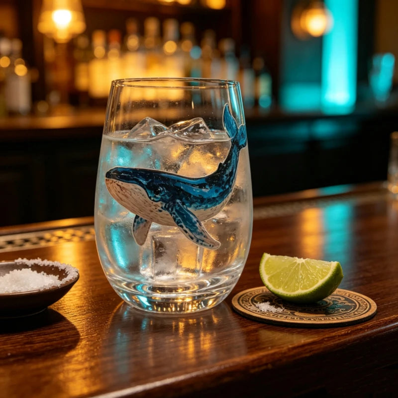 High definition sticker marine life red wine glass, lead-free transparent glass, beer cocktail home decoration water cup