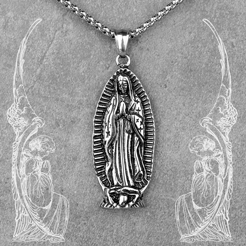 PENDRA Virgin Mary Prayer Steel Necklace