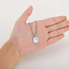 Hiphop Round Natural Stone Necklace for Men,Waterproof Stainless Steel Pendant Necklace,Birthday Party Father Gift