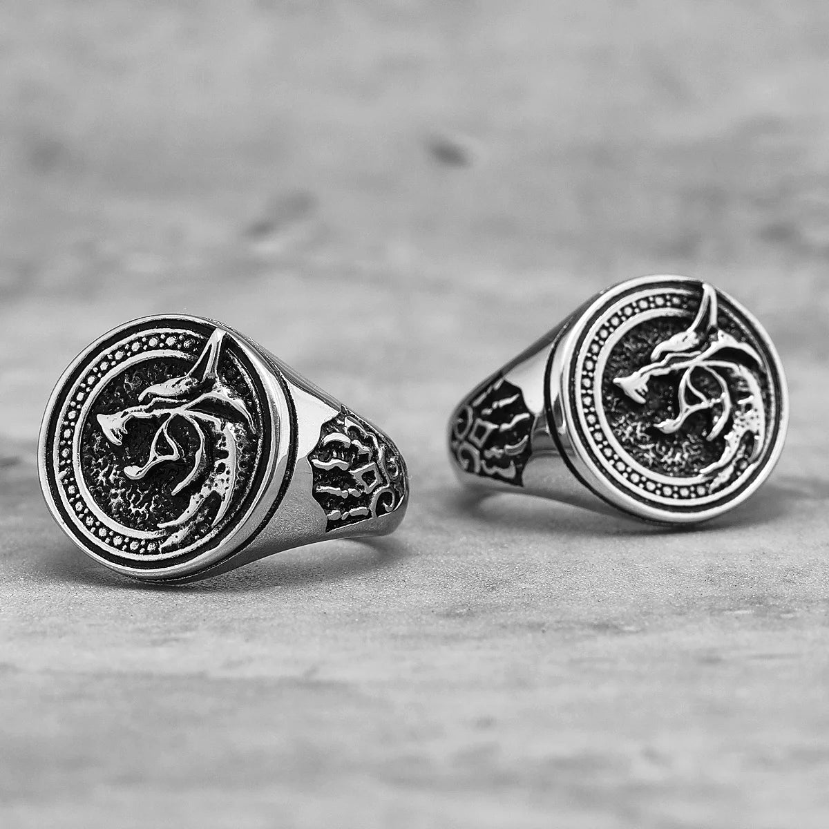 Viking Wizard Wolf Paw Stainless Steel Mens Rings Punk HipHop Unique Trendy for Male Biker Jewelry Creativity Gift Wholesale