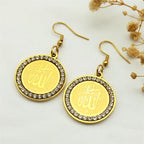 Muslim Islamic Religious Crystal Hoop Earrings For Women Men Stainless Steel Gold Color Islam Quran Allah Earring Arabic Jewelry