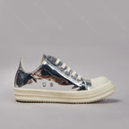 PENDRA Silver Shadow Silver Low-Top Lace-Up Flat Sneakers