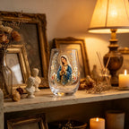 Virgin Mary 300ml Stemless Glass Tumbler Catholic Religious Whiskey Cup Christian Prayer Gift for Home Bar Decoration