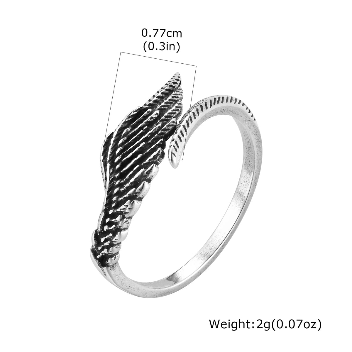 Retro Wings Ring for Men,Gothic Devil Wings Adjustable  Metal Ring,Punk Hip Hop Jewelry Gift