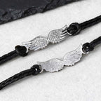 Angel Wings Bracelets for Men Boys,Black Rope Adjustable Wristband,Personality Exquisite Jewelry Gift
