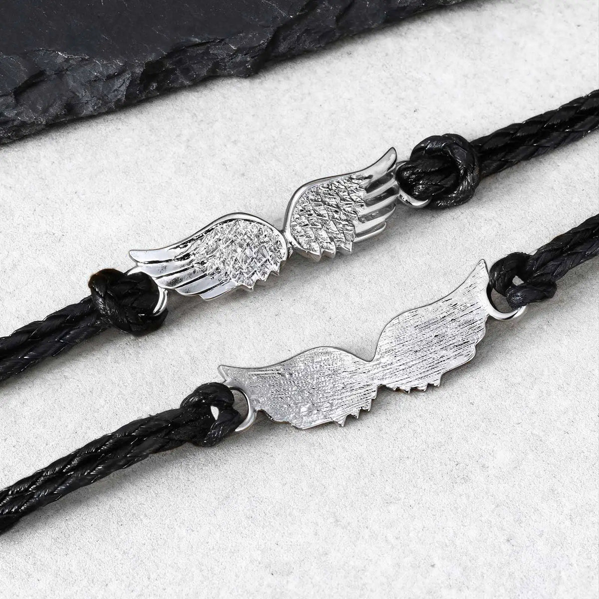 Angel Wings Bracelets for Men Boys,Black Rope Adjustable Wristband,Personality Exquisite Jewelry Gift