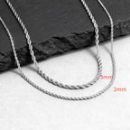2pcs Men's Chain Necklace,Stainless Steel Black Gold Silver Color Twisted Rope Chain Collars,Trendy Punk Basic Chains Gift