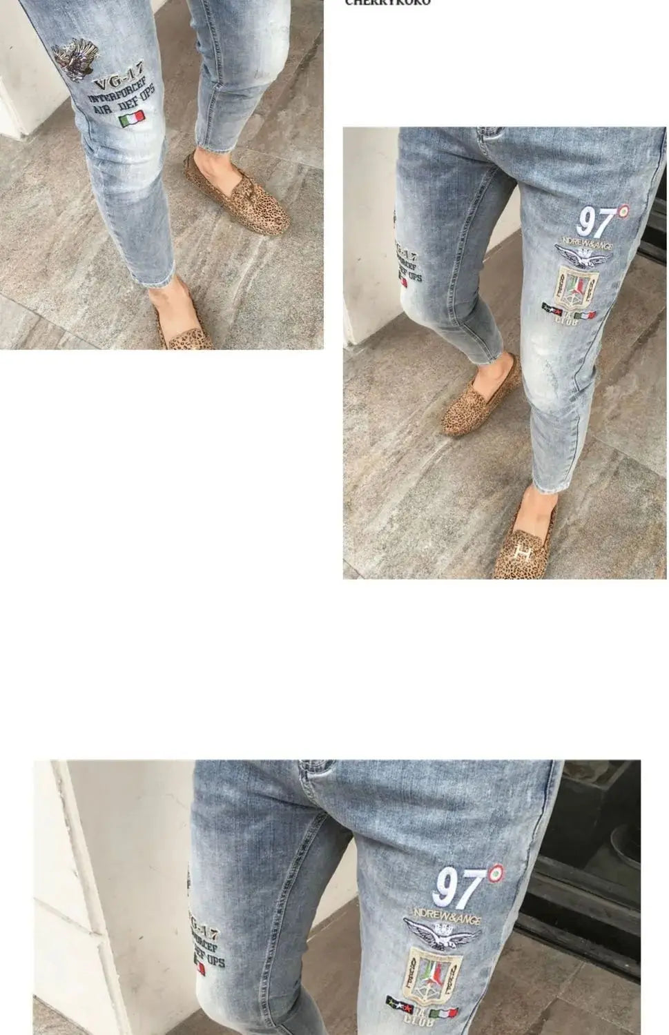 High Quality Stylish Low Rise Men's Designer Clothes New Blue Embroidered Jeans for Men Slim Kpop Style Students Cowboy Pants