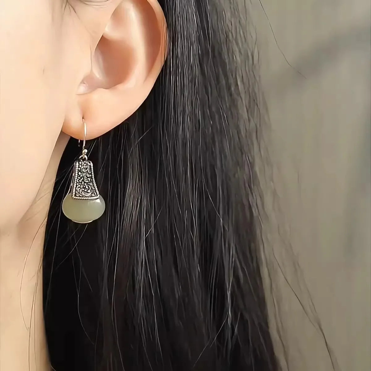 PENDRA Water Hotan Jade Silver Earrings