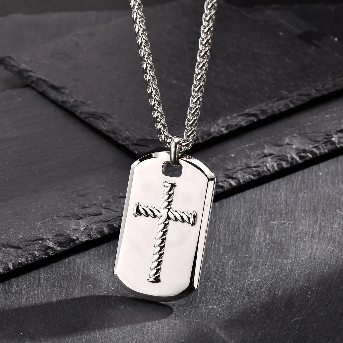Cross DogTag Pendant Necklaces for Men Boys,High Polished Stainless Steel Pendant Necklaces,Jewelry Gifts for Husband DAD BBF