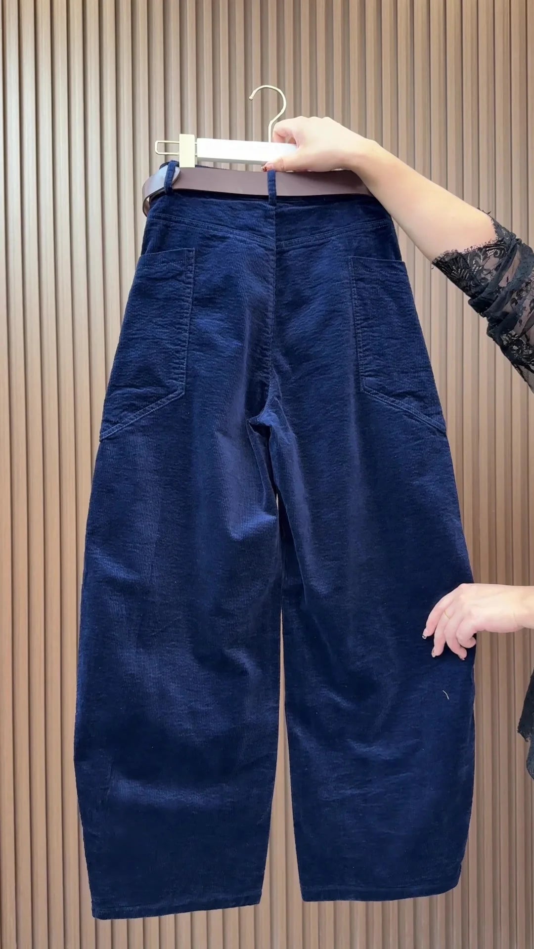 PENDRA Curved Cut Woolen Wide Leg Pants