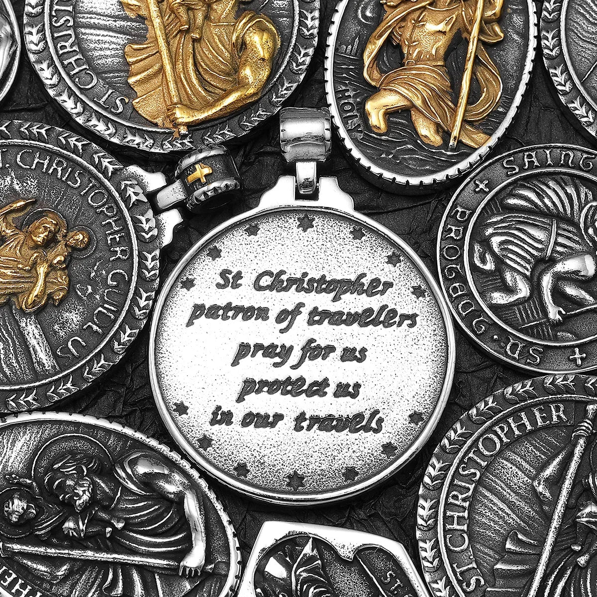 PENDRA Jesus Angel Cross Steel Necklace