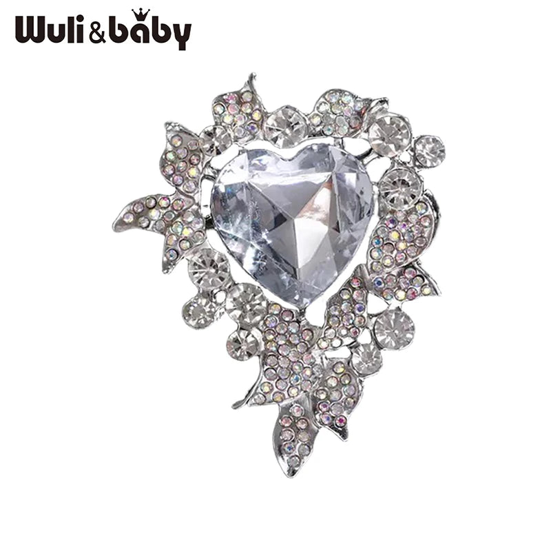 PENDRA Amoria Crystal Heart Flower Brooch