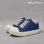 PENDRA Blue Shadow Blue Canvas Low-Top Lace-Up Platform Sneakers