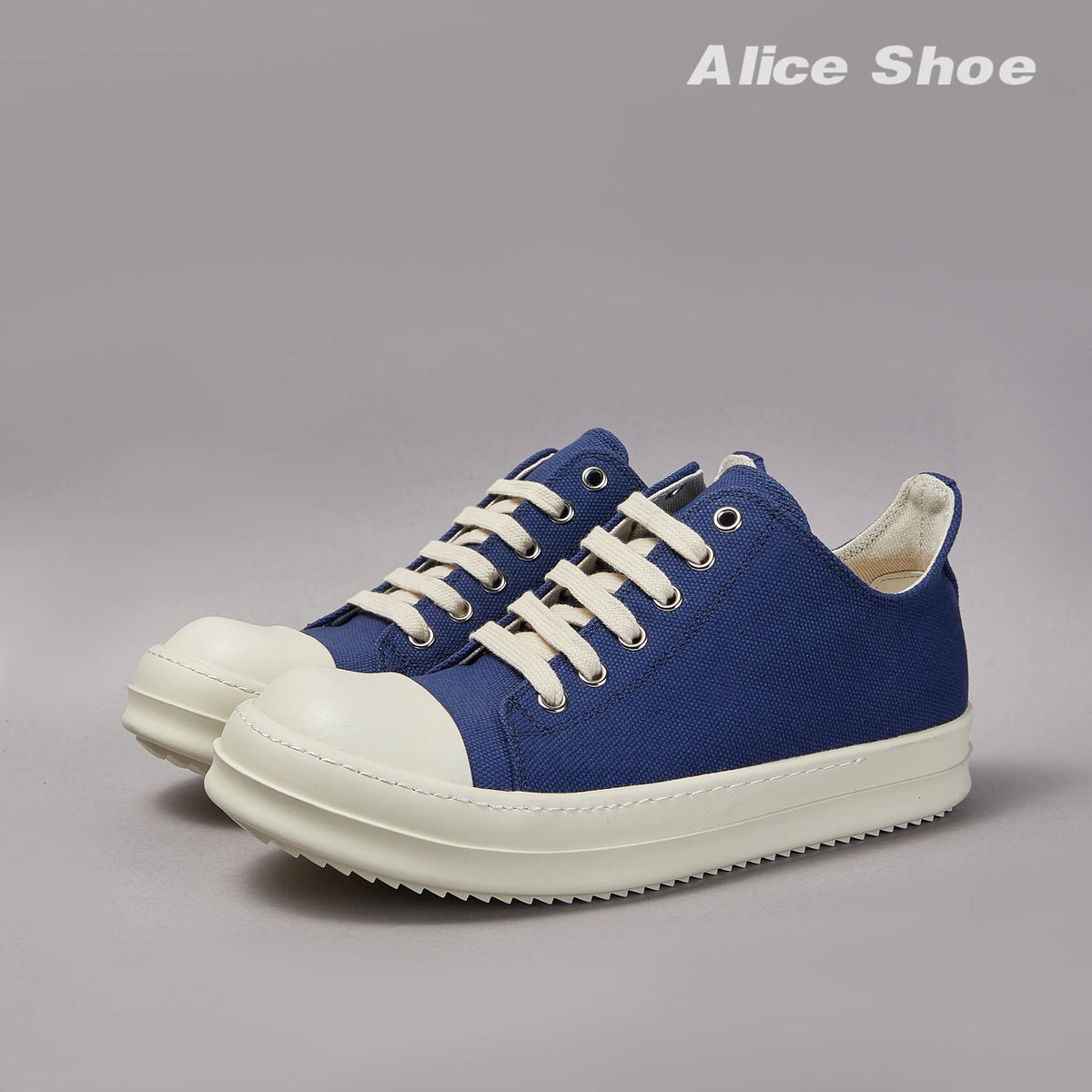 PENDRA Blue Shadow Blue Canvas Low-Top Lace-Up Platform Sneakers