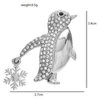PENDRA Lovely Taking Snowflake Penguin Brooch