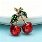 PENDRA Cherryelle Classic Enamel Cherry Brooch