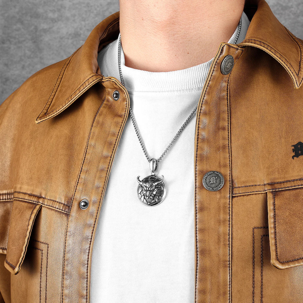 PENDRA Cattle Bull Head Steel Necklace