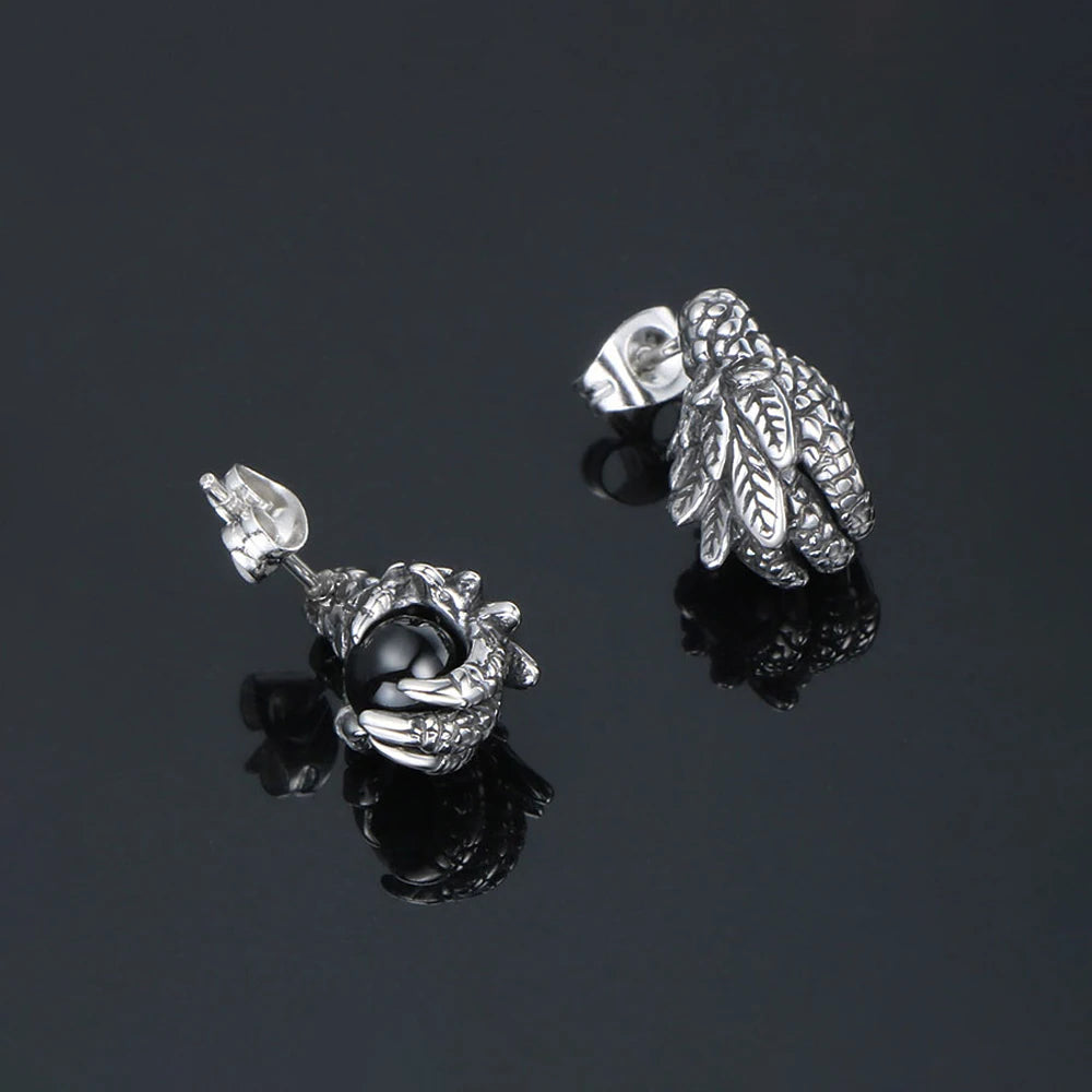 PENDRA Dragonclaw Black Red Stone Dragon Claw Earrings