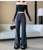 Advanced style suit pants women autumn high waisted slim fit versatile hanging down feeling casual and wide leg pants