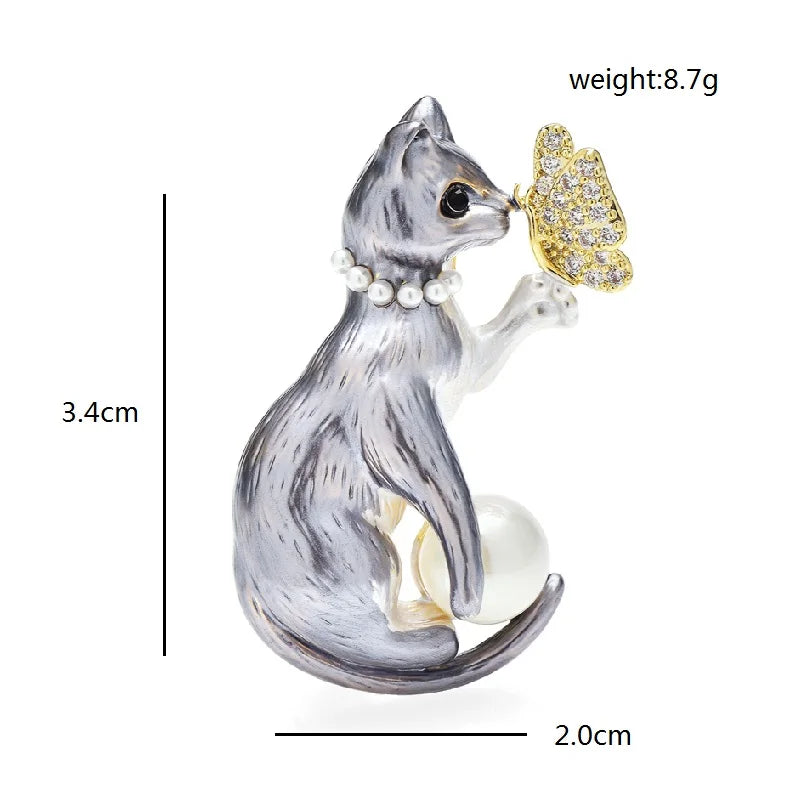 PENDRA Butterfly And Cat Brooch