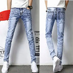New Youths Men's Summer Jeans Stylish and Durable Trendy Denim Pants Korean Style Men's Slim Fit Cowboy Solid Denim Pants