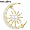 PENDRA Celestine Pearl Sun and Moon Brooch