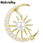 PENDRA Celestine Pearl Sun and Moon Brooch