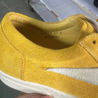 PENDRA Goldcrest Gold Suede Leather Low-Top Thick-Sole Platform Sneakers