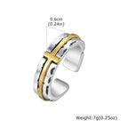 Retro Cross Ring For Men Boys,Punk Gothic Adjustable Bend Metal Ring,Hiphop Jewelry Gift