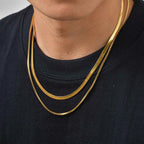 2pcs Chain Necklace for Men Boys,4MM Stainless Steel Flat Snake Chain Collars,2mm Silver Gold Color Box Chain Gift