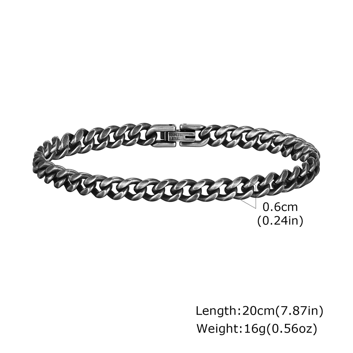 Mens Retro Stainless Steel Chain Bracelet,Punk Geometric Chain Links Wristband Gifts
