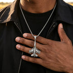 Vintage Fighter Jet Pendant Necklace for Men,Stainless Steel Military Airplane Charm Necklace,Pilot Jewelry Gift