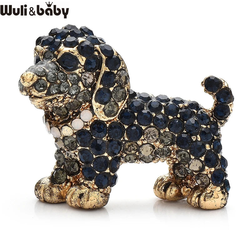 PENDRA Noble Puppy Rhinestone Dog Brooch