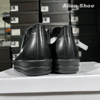 PENDRA Roman Black Leather Low-Top Jumbo-Lace Thick-Sole Platform Sneakers