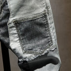 New Arrival High Quality KPOP Splicing Men's Designer Work Pants Jeans Grey Patchwork Korean Fashion Men Luxury Casual Pants