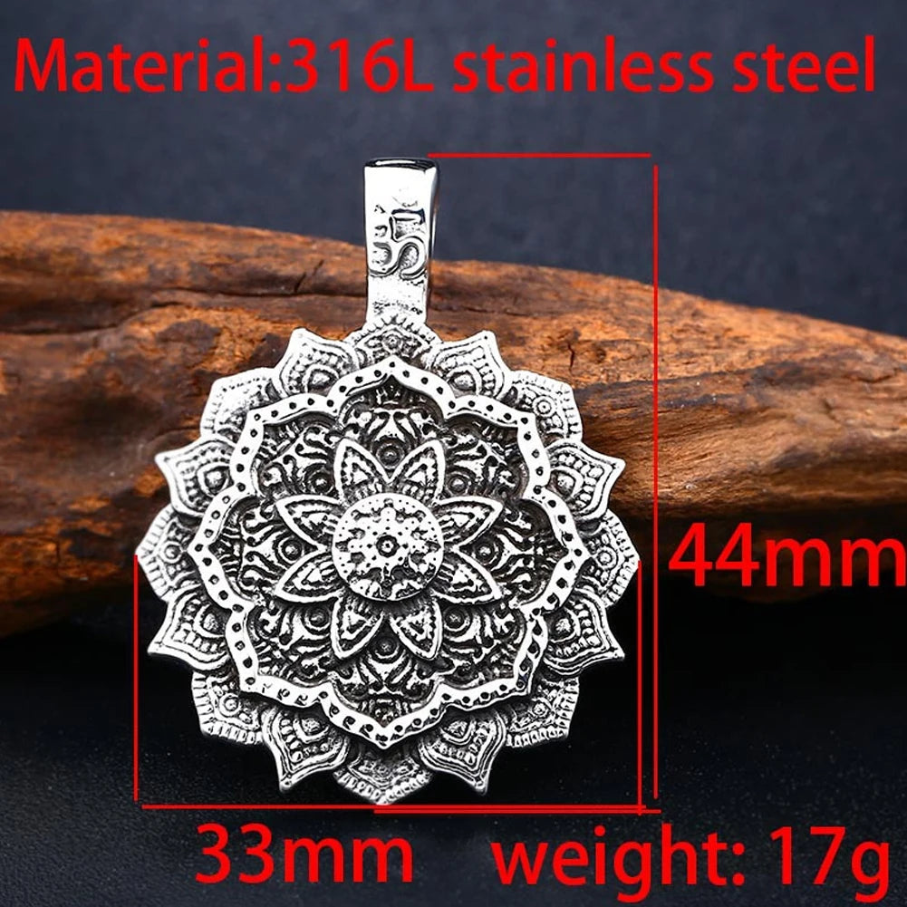 PENDRA Mandalafleur Stainless Steel Mandala Flower Pendant