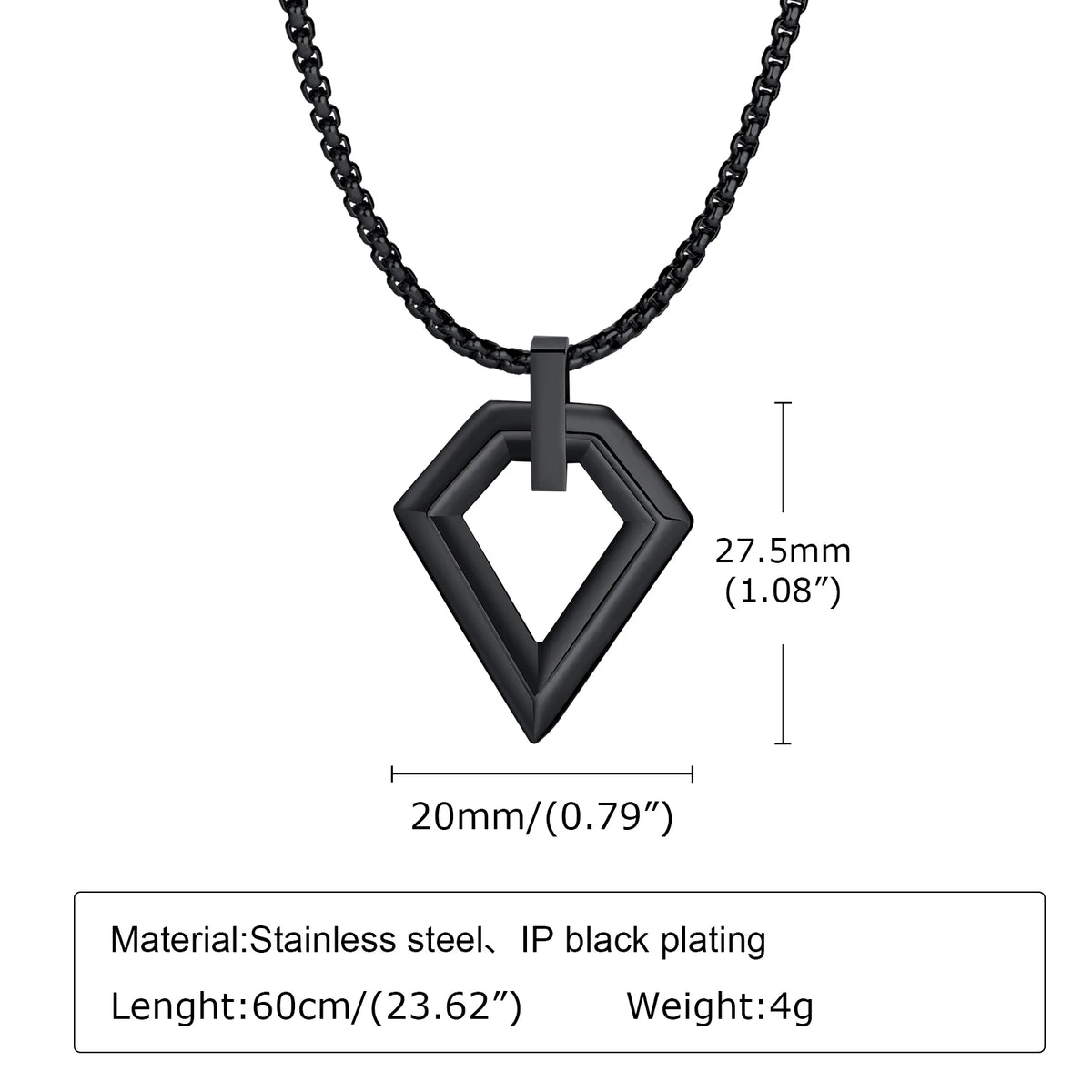 Mens Simple Geometric Necklaces,Hollow Waterproof Stainless Steel Square Pendant Collars,Classic Jewelry Gifts for Boys