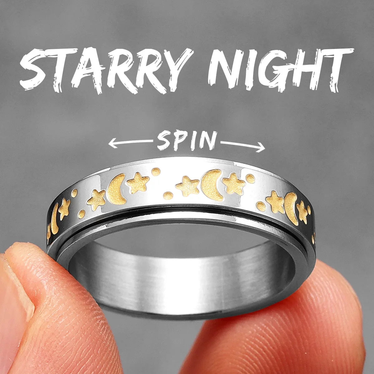 PENDRA Starry Night Stars Steel Ring