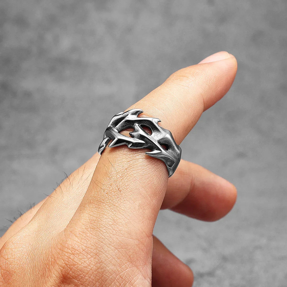 PENDRA Jesus Thorns Crown Steel Ring