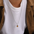 PENDRA Tiger Stone Round Pendant Necklace