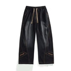 PENDRA Embroidery Washed Straight Pants