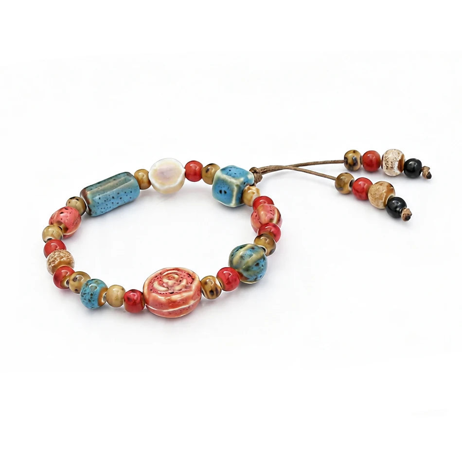 PENDRA Ceramica Light Blue Handmade Ceramic Beaded Bracelet